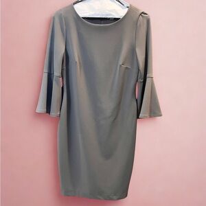 Calvin Klein Gray Bell-Sleeve Dress - 12